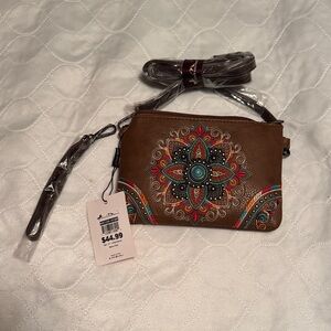 Montana West Brown Clutch with Colorful Embroidery